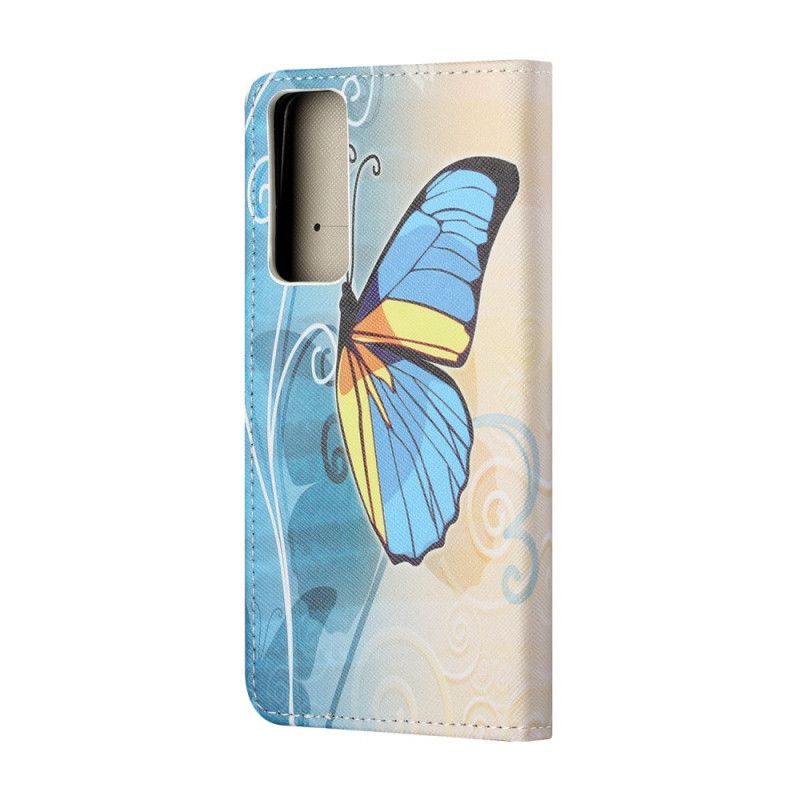 Läderfodral Huawei P Smart 2021 Ljusblå Fjärilar