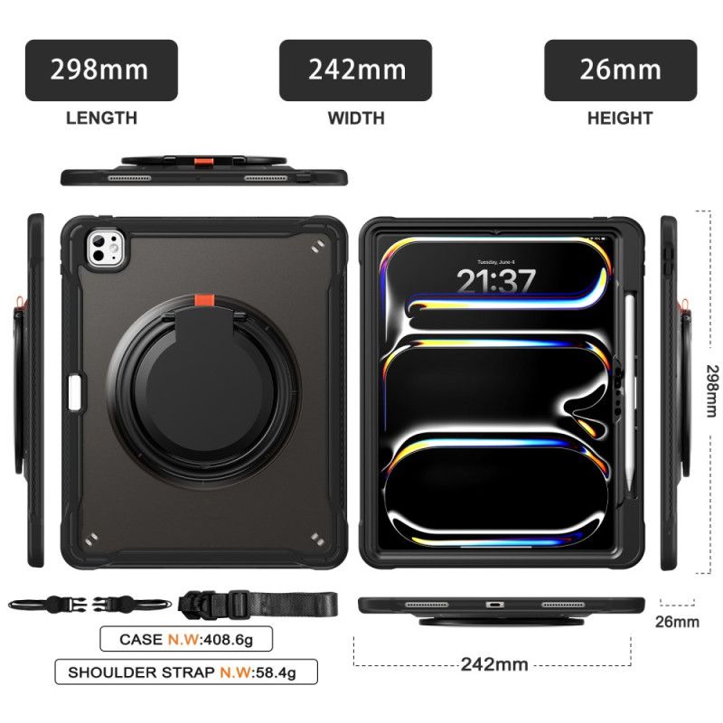 Skal iPad Pro 13 (2025) Roterande Stativ Och Axelrem