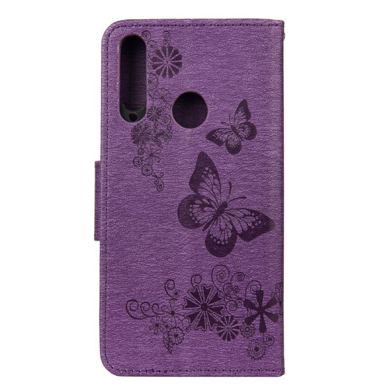 Fodral Huawei Y6p Svart Endast Fjärilar Med Rem