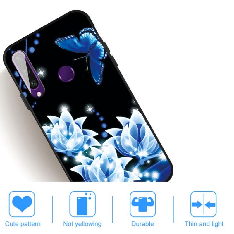 Skal Huawei Y6p Fjäril Och Blå Blommor