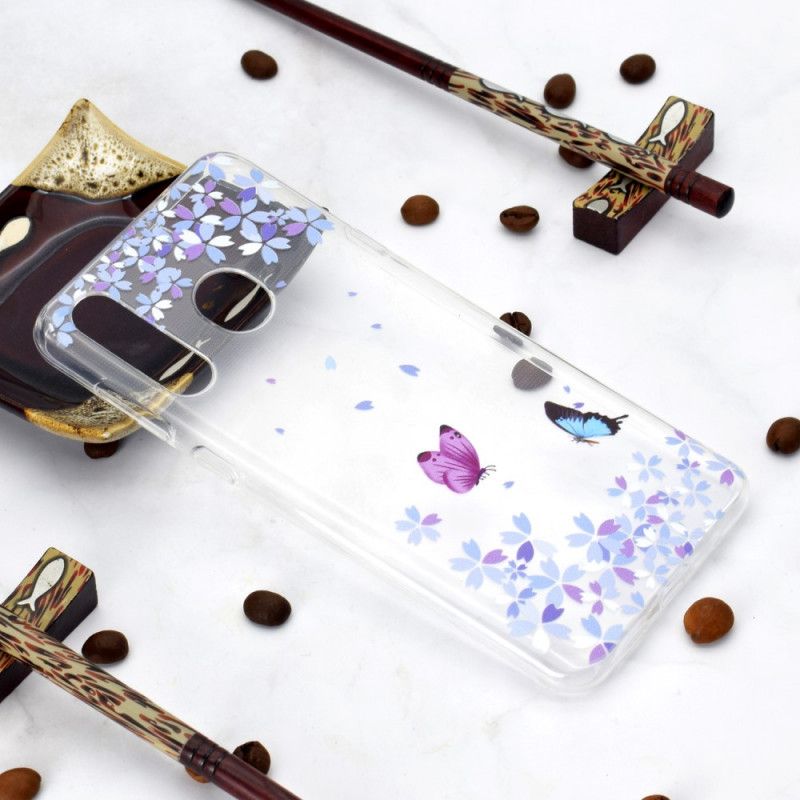 Skal Huawei Y6p Genomskinliga Fjärilar Och Blommor