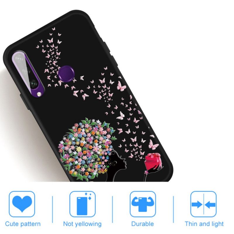 Skal Huawei Y6p Kvinna Med Blommigt Huvud