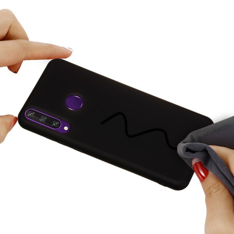 Skal Huawei Y6p Svart Flytande Silikon Med Rem