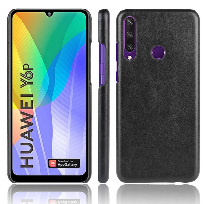 Skal Huawei Y6p Svart Prestanda Lychee Läder Effekt