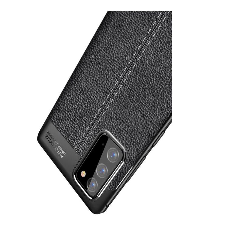 Skal Samsung Galaxy Note 20 Svart Lychéläder Med Dubbla Linjer