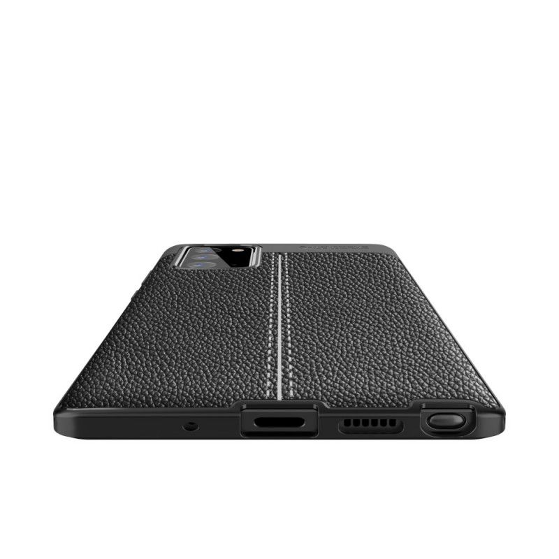 Skal Samsung Galaxy Note 20 Svart Lychéläder Med Dubbla Linjer