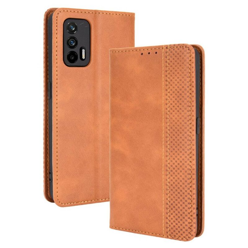 Folio-fodral Realme Gt 5g Stiliserad Vintage Lädereffekt