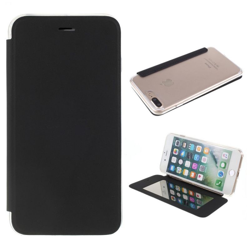 Folio-fodral för iPhone 7 Plus / 8 Plus Svart Spegel Och Lädereffekt
