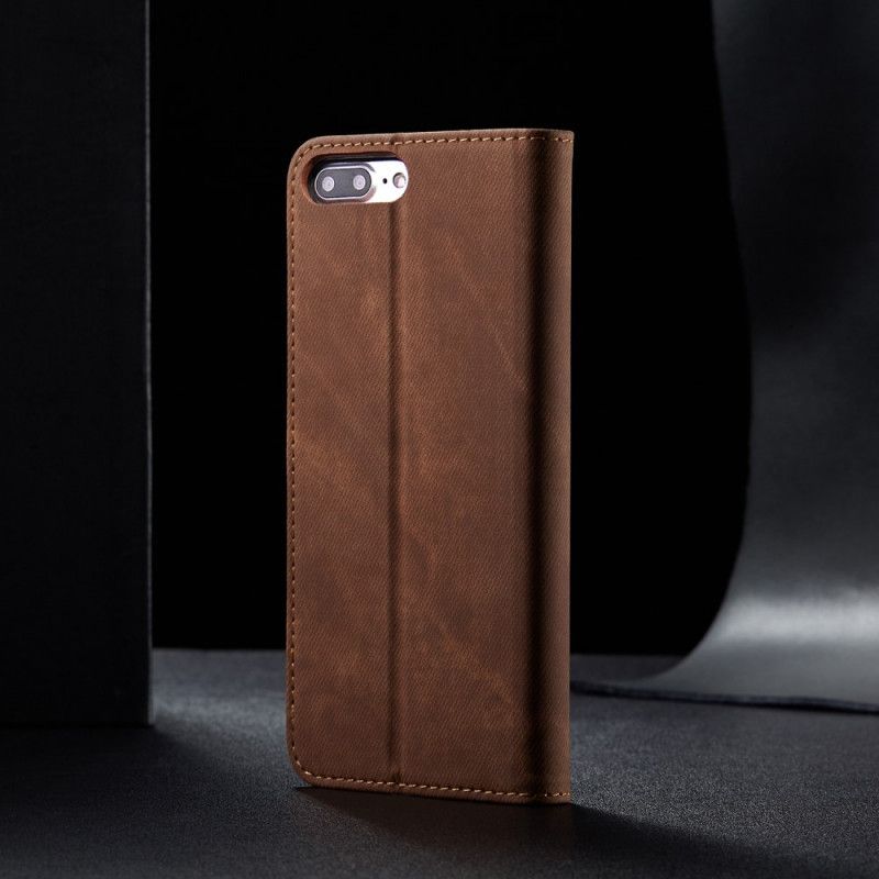 Folio-fodral iPhone 7 Plus / 8 Plus Svart Jeans I Imiterat Läder