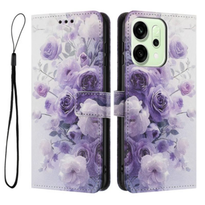 Fodral Oppo Reno 14 Pro 5g Lila Rosor