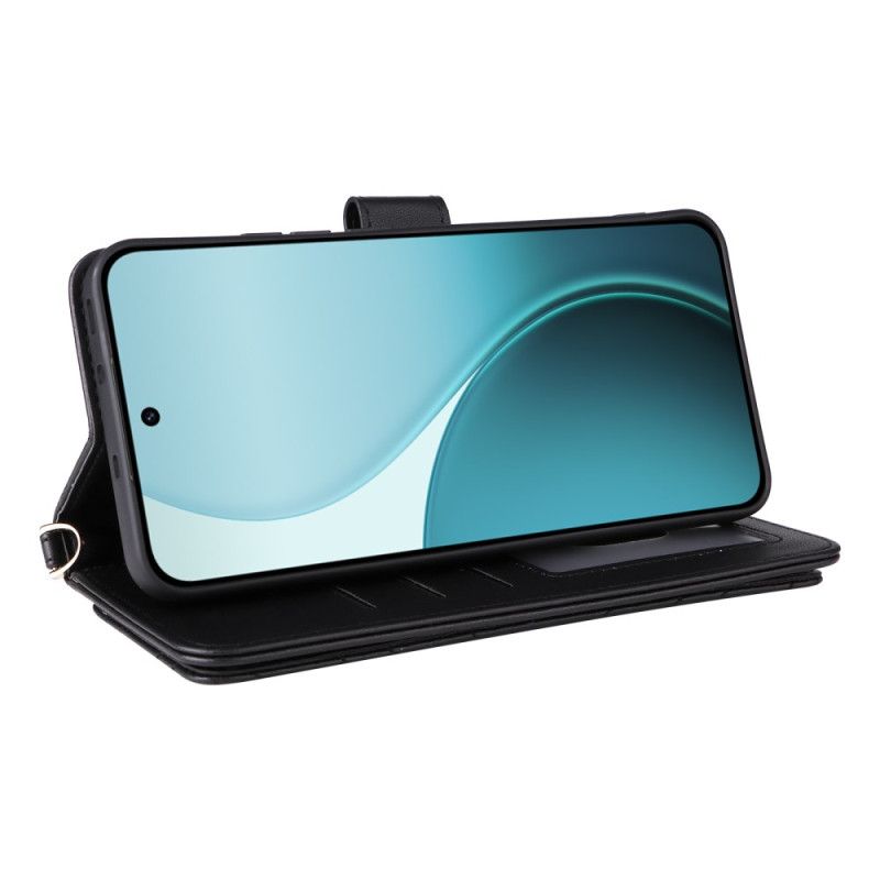 Läderfodral Oppo Reno 14 Pro 5g Telefonfodral Vadderad Med Rem Och Handledsrem