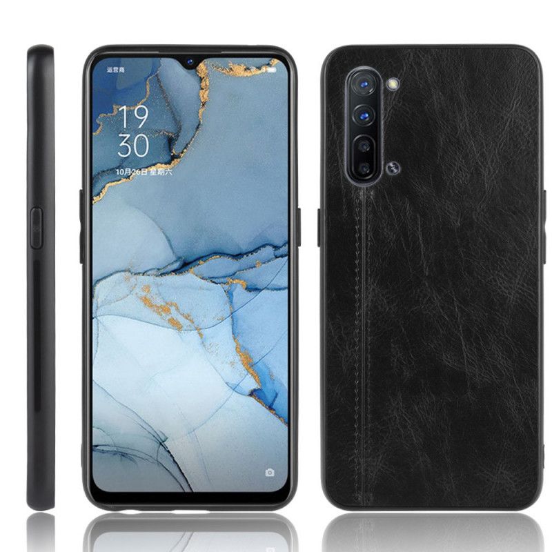 Skal för Oppo Find X2 Lite Svart Sömmar I Läderstil