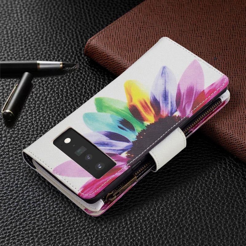 Fodral Google Pixel 6 Pro Blomma Blixtlåsficka