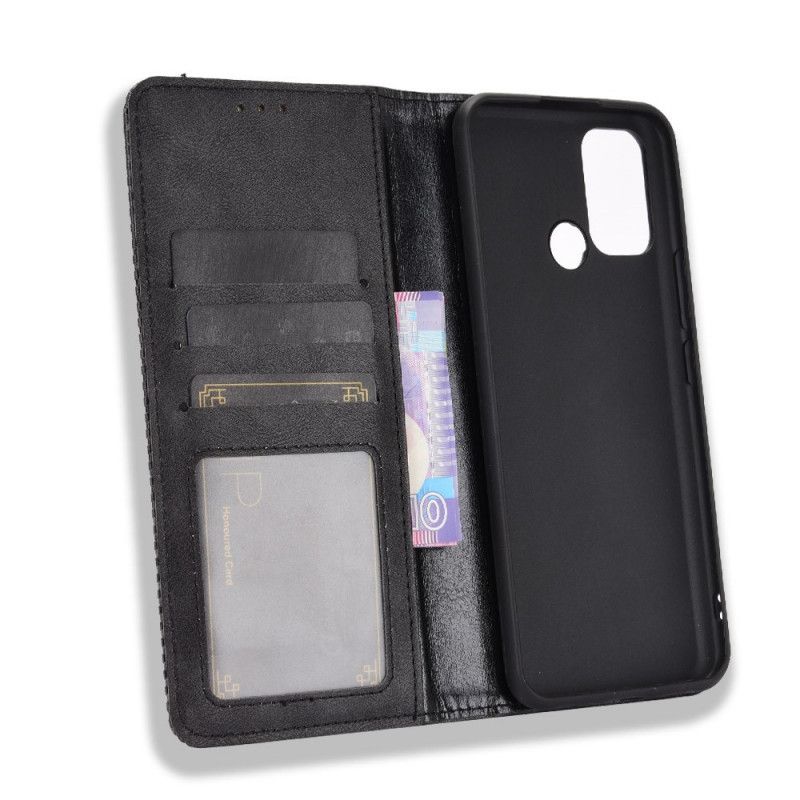 Folio-fodral Realme 7i Svart Stiliserad Vintage Lädereffekt