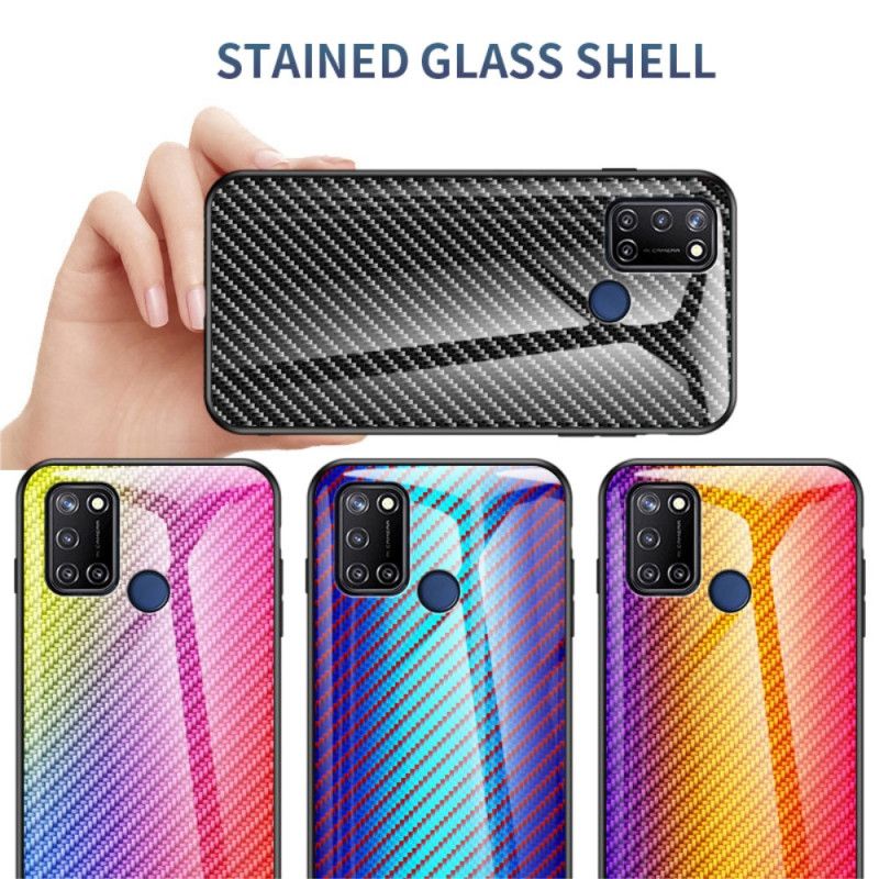 Skal Realme 7i Svart Mobilskal Kolfiberhärdat Glas