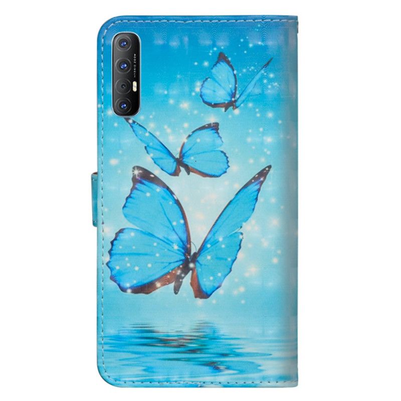 Fodral Oppo Find X2 Neo Flygande Blå Fjärilar