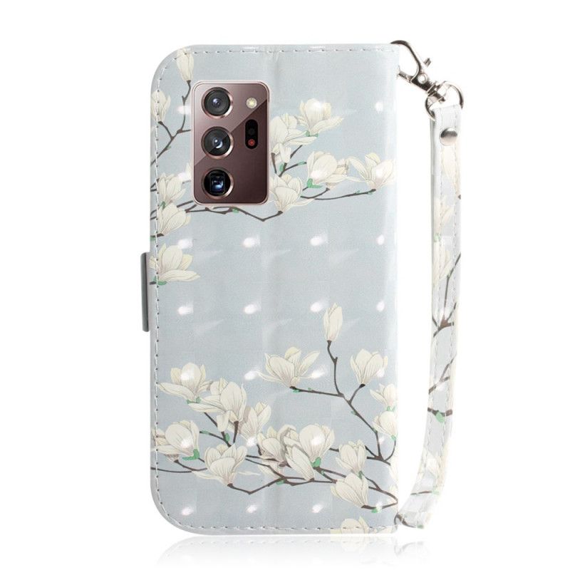 Fodral för Samsung Galaxy Note 20 Ultra Blommande Träd Med Rem