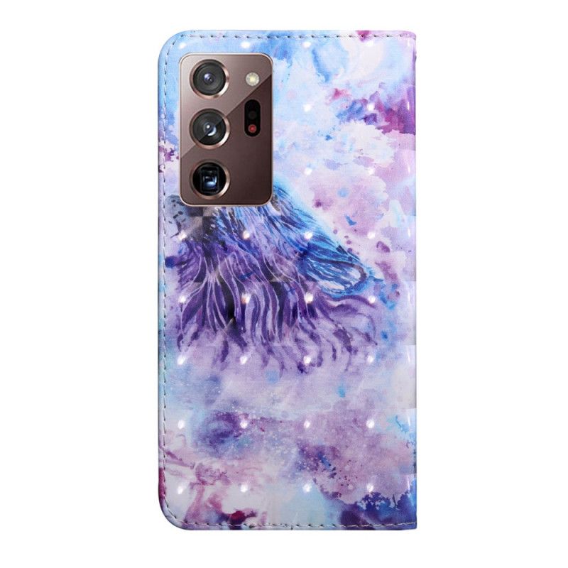 Läderfodral Samsung Galaxy Note 20 Ultra Mobilskal Akvarell Varg