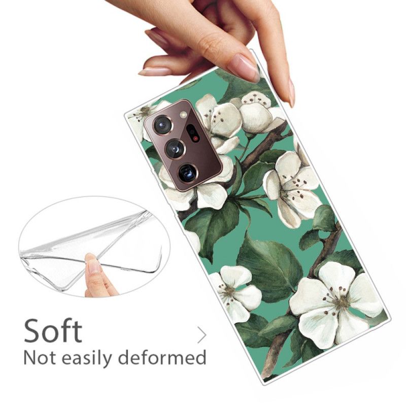 Skal Samsung Galaxy Note 20 Ultra Målade Vita Blommor