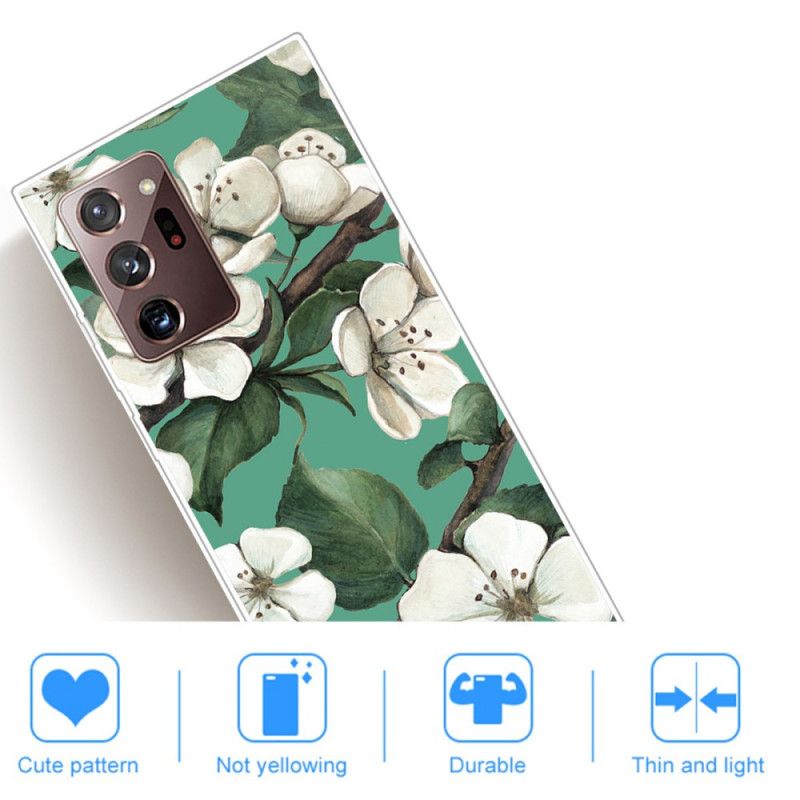 Skal Samsung Galaxy Note 20 Ultra Målade Vita Blommor
