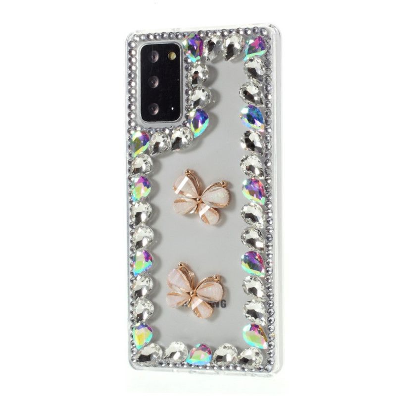Skal Samsung Galaxy Note 20 Ultra Skissera Strass Och Fjärilar