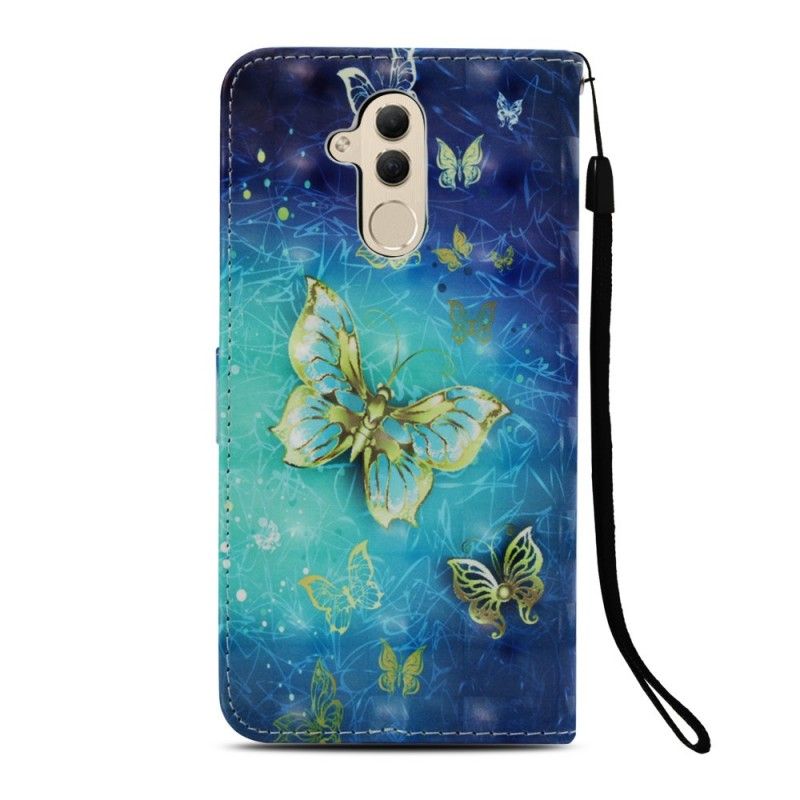 Fodral Huawei Mate 20 Lite 3D Gyllene Fjärilar