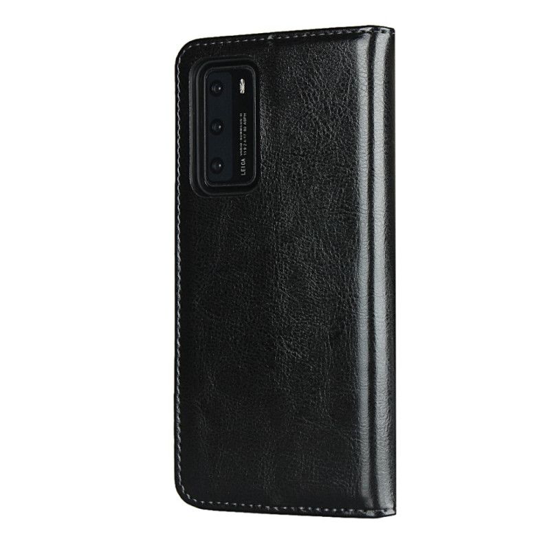 Folio-fodral Huawei P40 Svart Äkta Läder