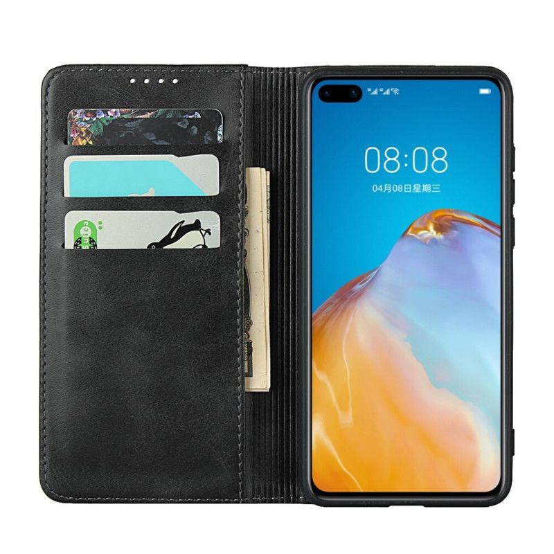 Folio-fodral Huawei P40 Svart Sömmar I Premium Konstläder