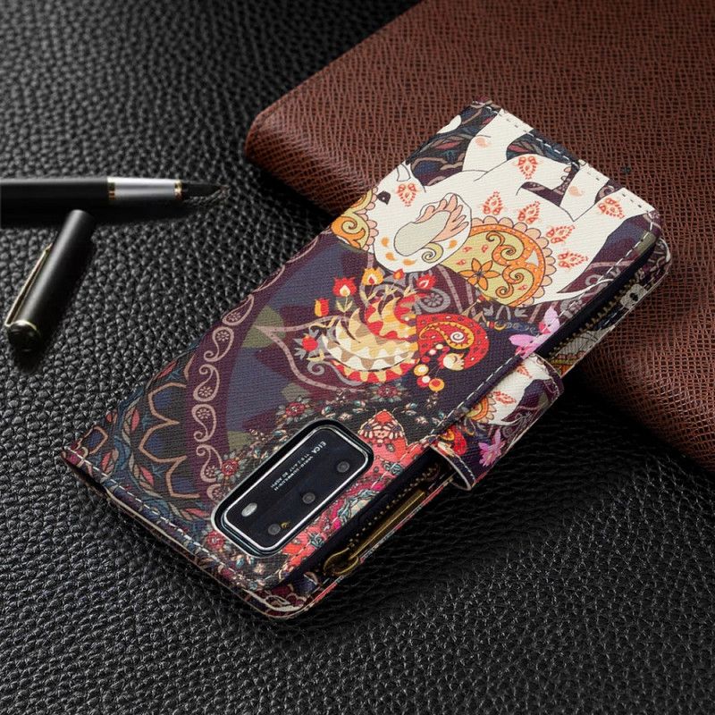 Läderskal Huawei P40 Elefantficka Med Blixtlås