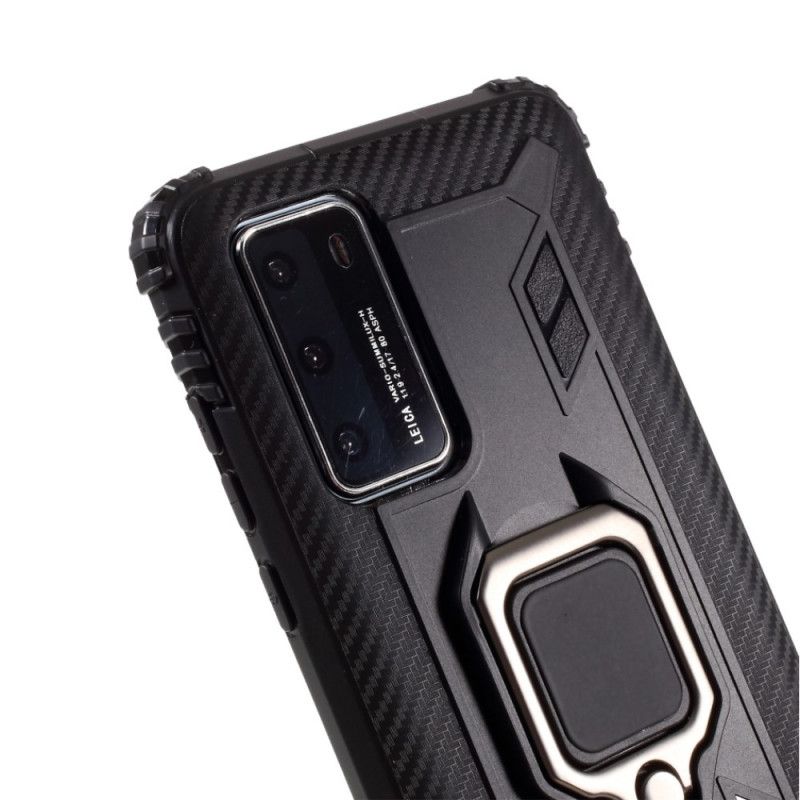 Skal för Huawei P40 Svart Ring Och Kolfiber