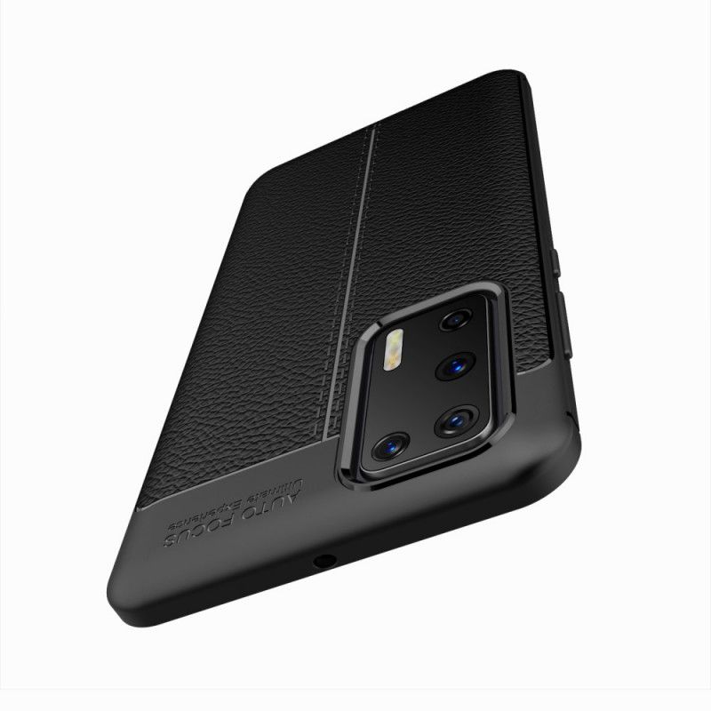 Skal Huawei P40 Svart Dubbelt Linjär Lädereffekt