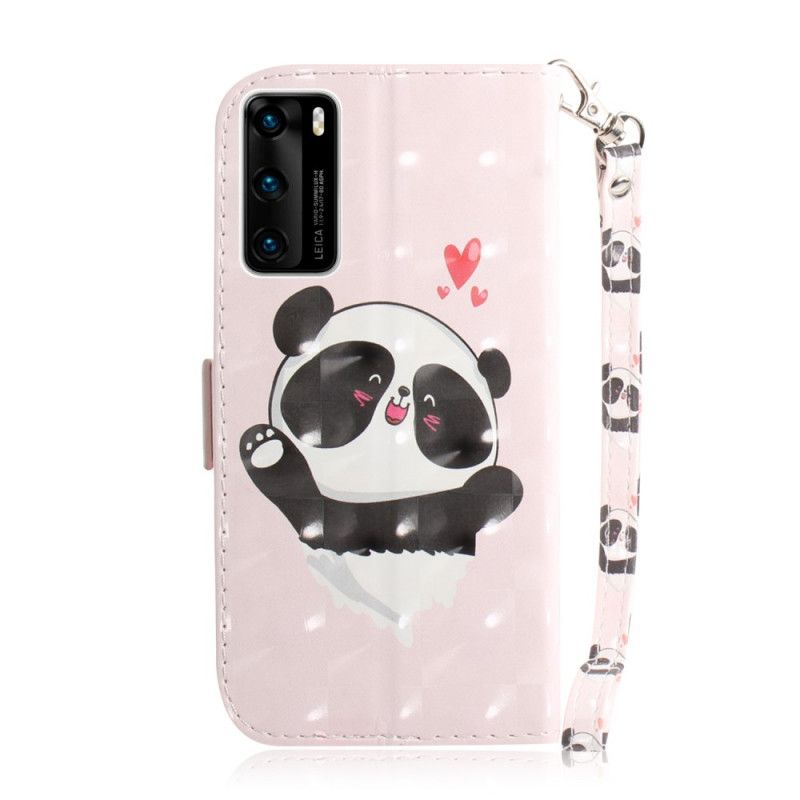 Skyddsfodral Huawei P40 Pandakärlek Med Rem