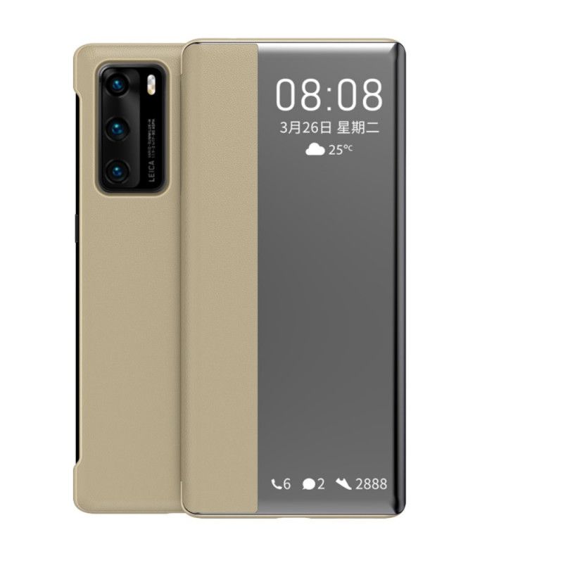 Visa Omslag Huawei P40 Svart Fönster I Konstläder