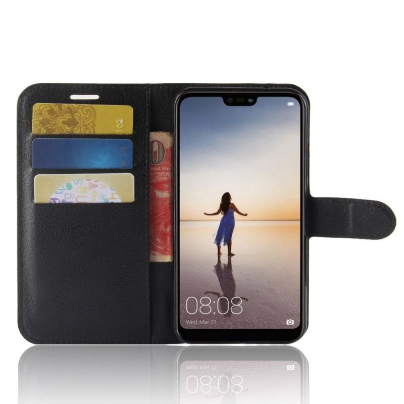 Fodral för Huawei P20 Lite Svart Retro Litchi