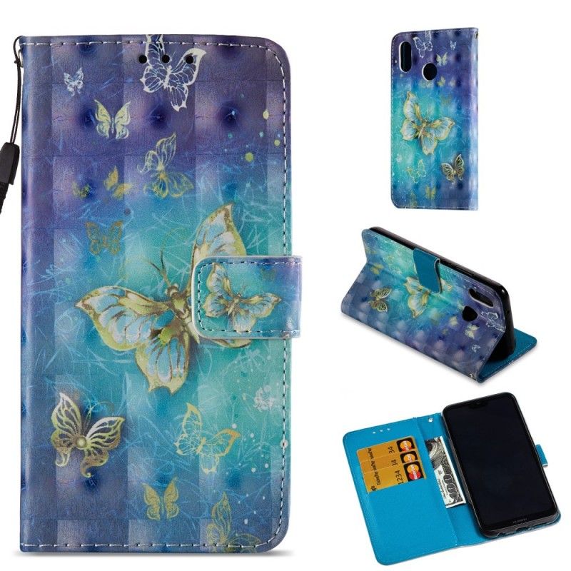 Fodral Huawei P20 Lite 3D Gyllene Fjärilar