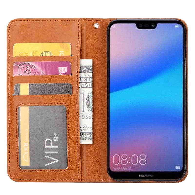 Folio-fodral Huawei P20 Lite Svart Korthållare I Konstläder
