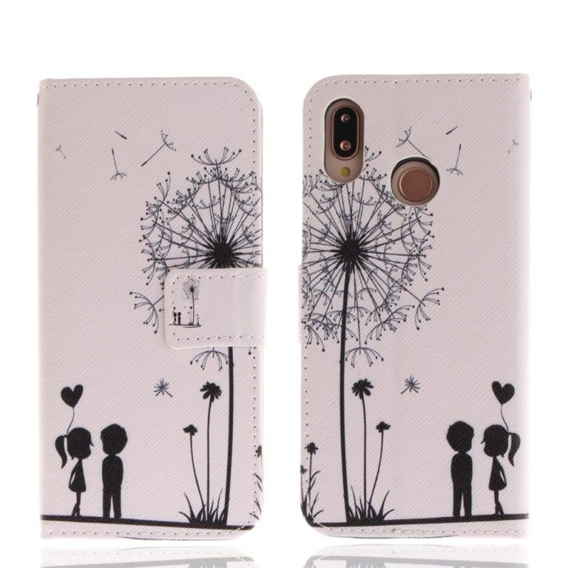 Läderfodral Huawei P20 Lite Mobilskal Kärleksmaskros