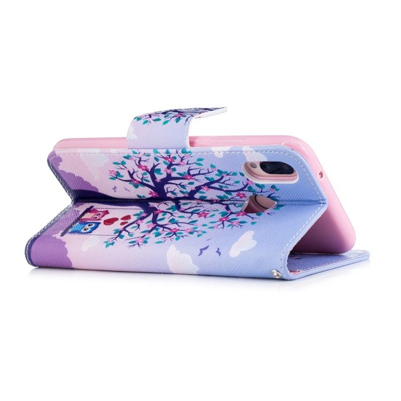 Läderfodral Huawei P20 Lite Mobilskal Ugglor På Gungan