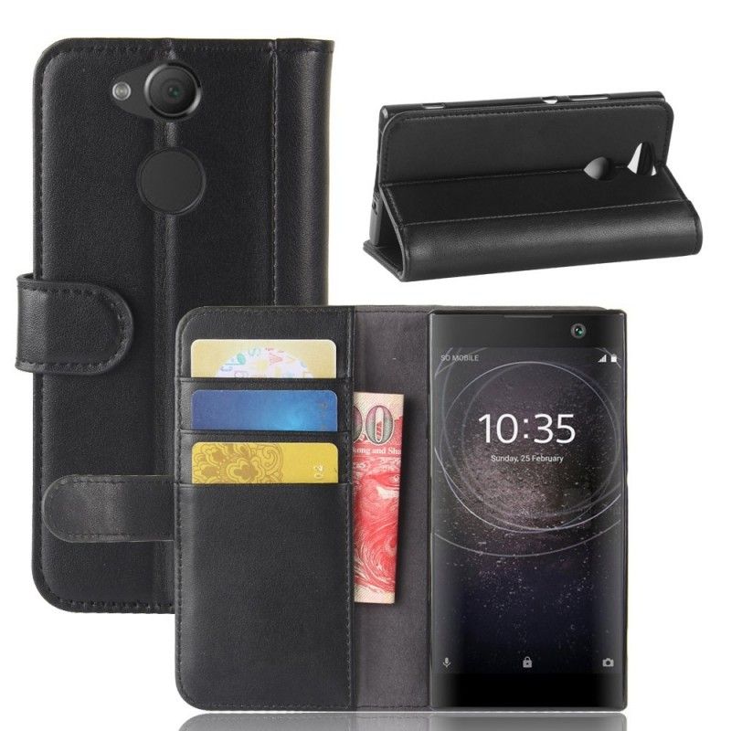 Skyddsfodral Sony Xperia XA2 Svart Äkta Läder