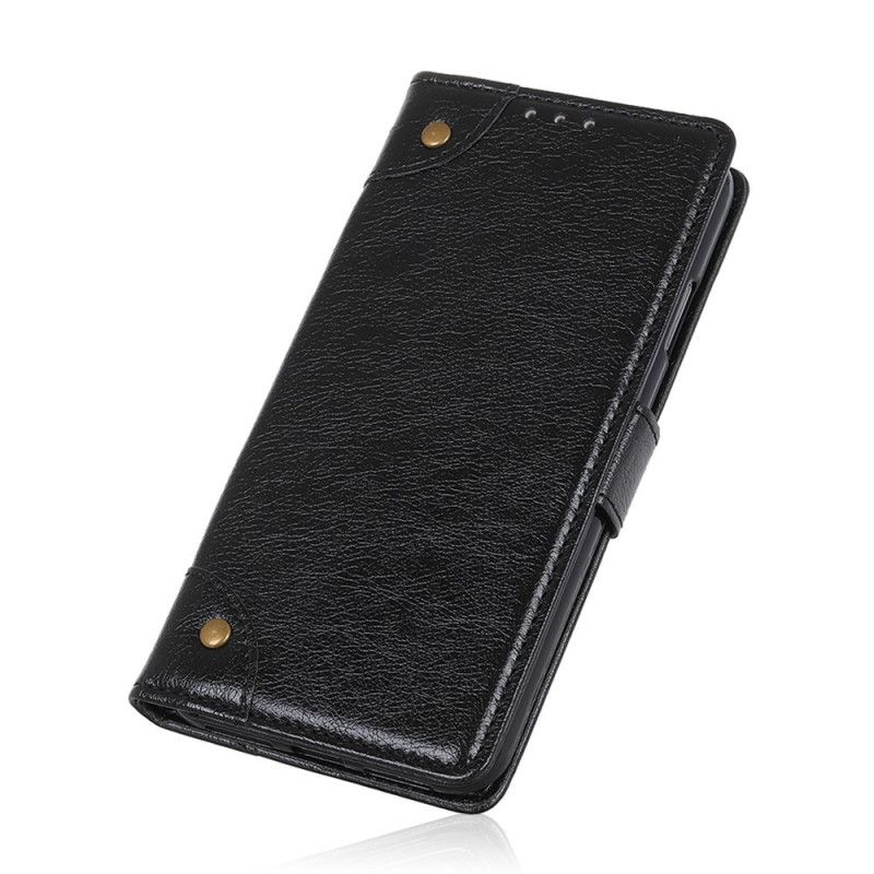 Fodral för iPhone 12 Pro Max Svart Vintage Nitar I Nappaläderstil