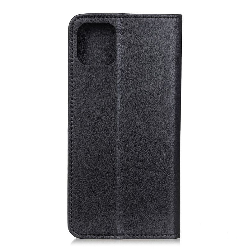 Folio-fodral iPhone 12 Pro Max Svart Business Split Lychee Läder