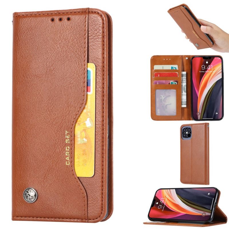 Folio-fodral iPhone 12 Pro Max Svart Korthållare I Konstläder