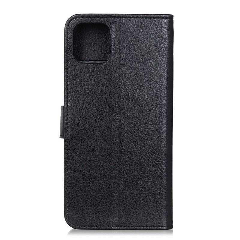 Läderfodral iPhone 12 Pro Max Svart Lychee Imiterat Läder