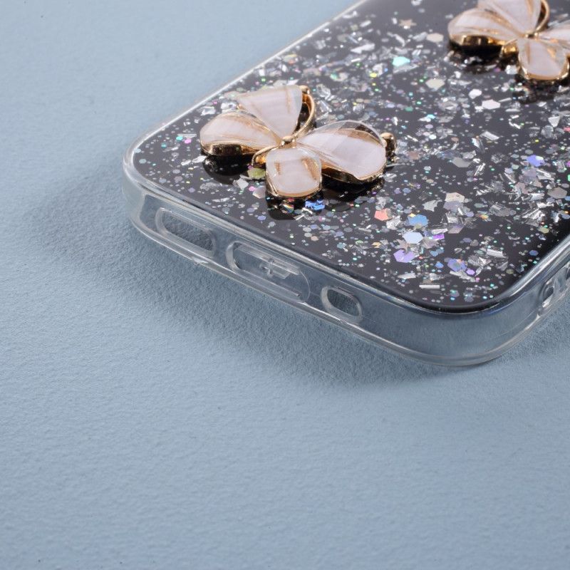 Skal för iPhone 12 Pro Max Svart 3D Fjäril Glitter