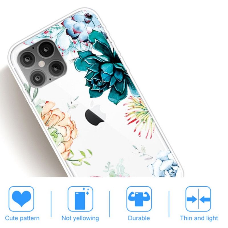 Skal iPhone 12 Pro Max Genomskinliga Akvarellblommor