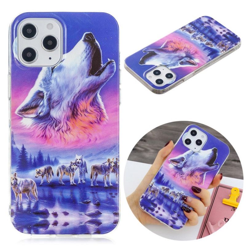 Skal iPhone 12 Pro Max Svart Fluorescerande Vargserie