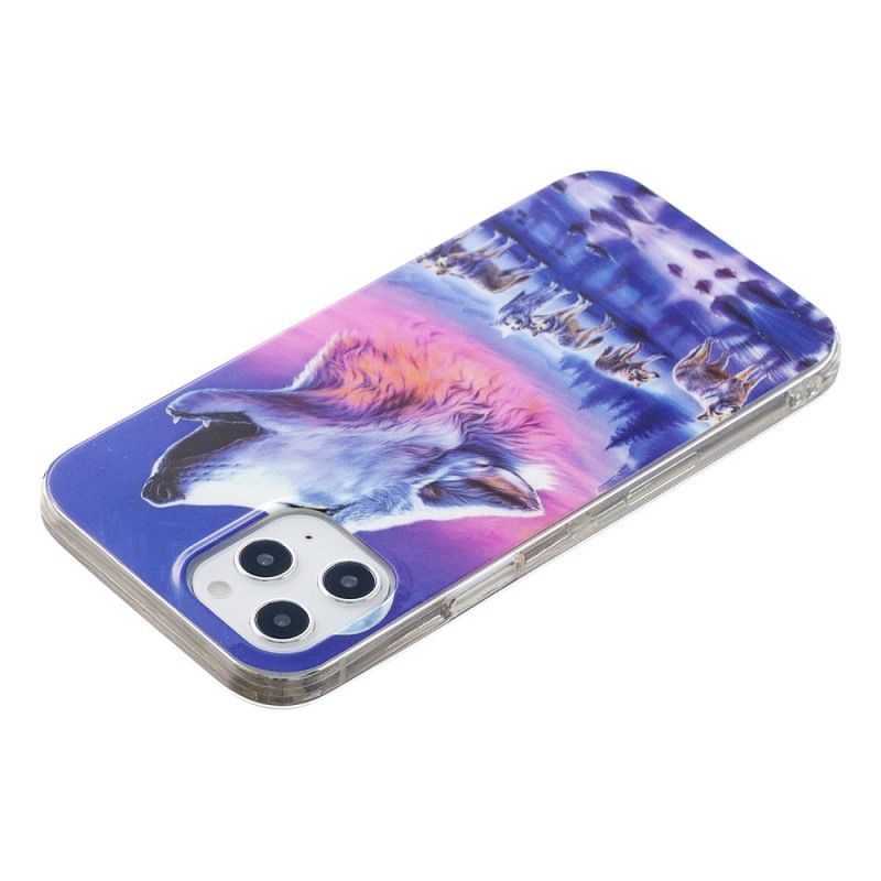 Skal iPhone 12 Pro Max Svart Fluorescerande Vargserie