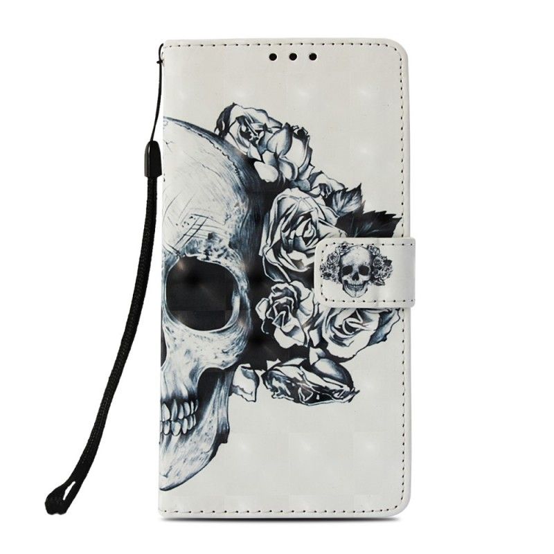 Läderfodral Sony Xperia XZ3 Mobilskal Blommig Skalle