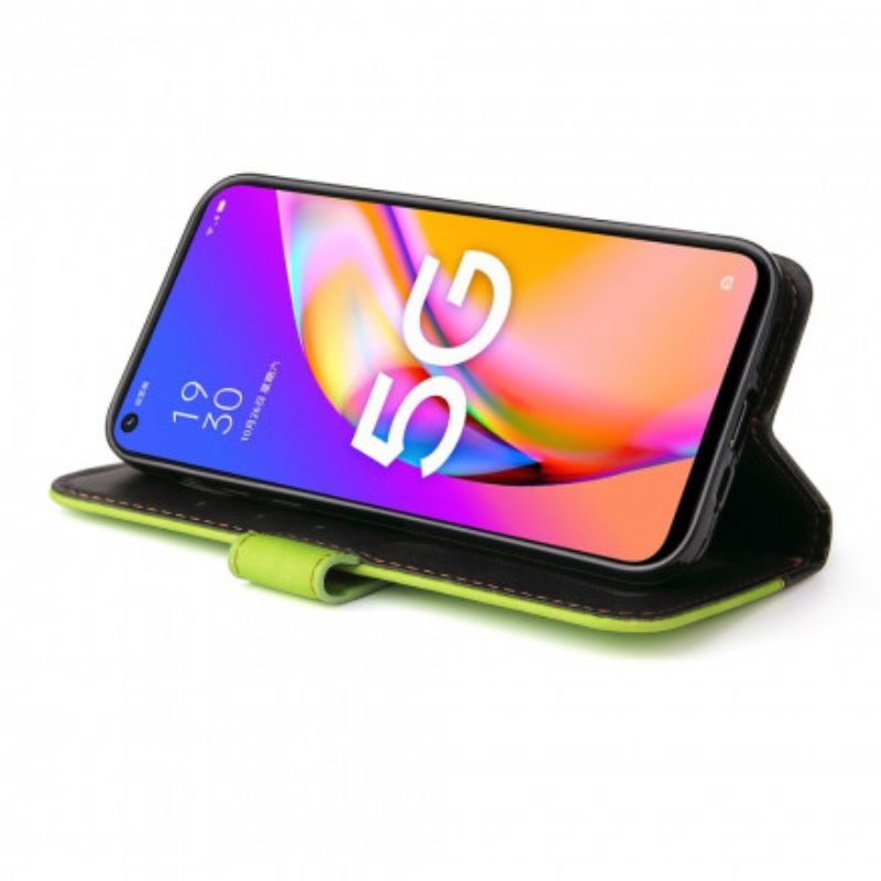 Fodral För Oppo A54 5g / A74 5g Tvåfärgat Konstläder
