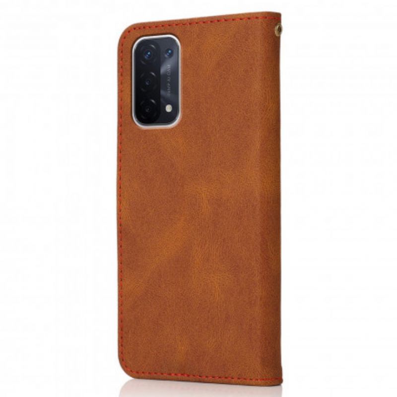 Fodral Oppo A54 5g / A74 5g Fuktläder Bicolor Triangel
